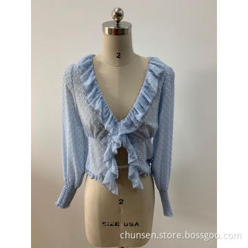 Women's Chiffon Top With Lace Collar